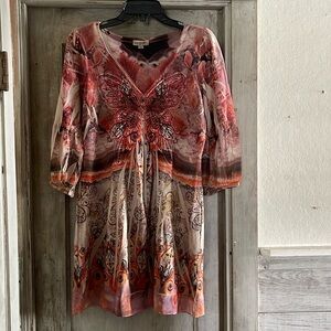 One World - Y2K butterfly embellished Boho dress - size S